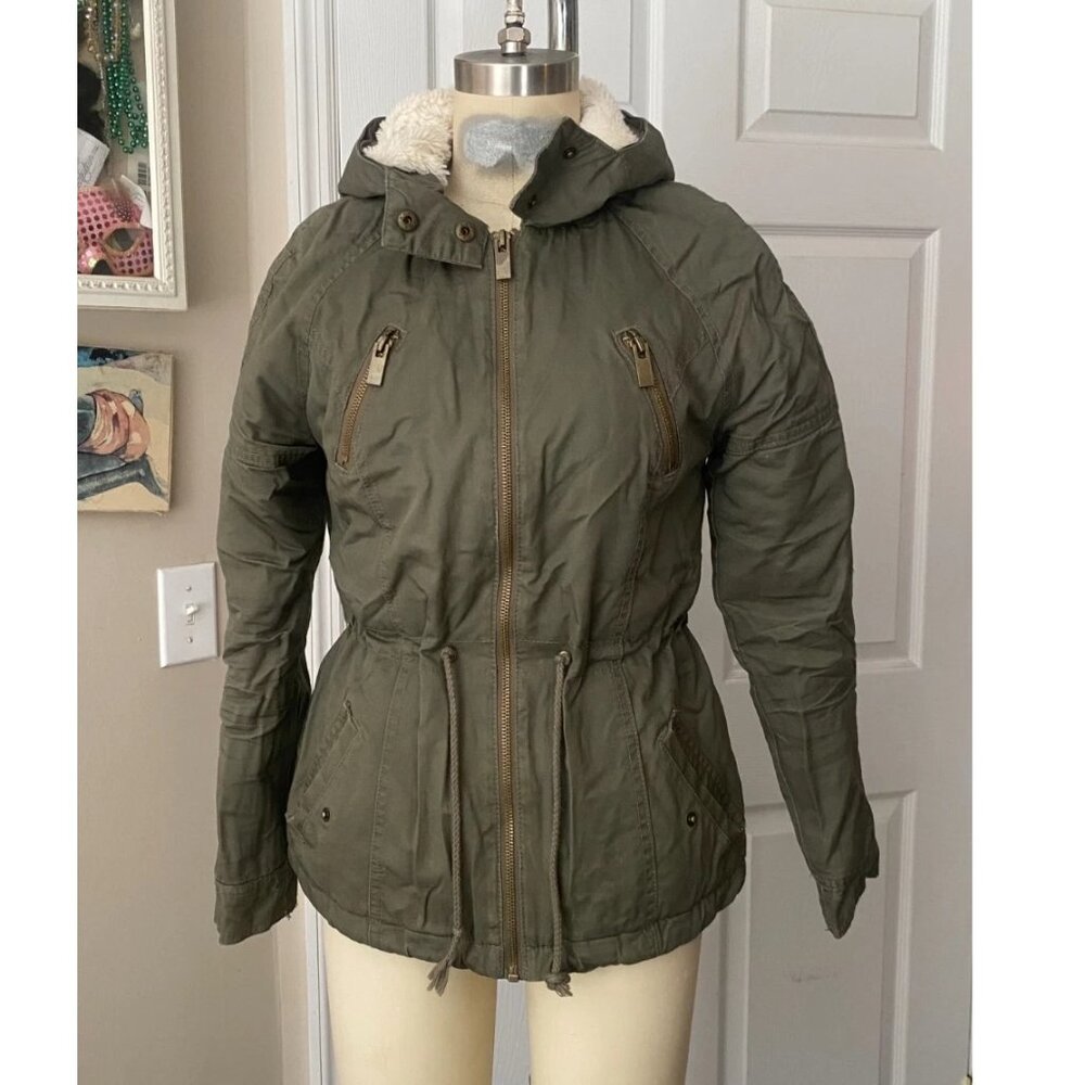 AMERICAN Rag Surplus Cotton Fur Lined Drawstring Hood Surplus Jacket *XS* B92